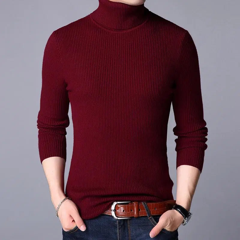 1 Pc Men's Ribbed Plain Highneck
