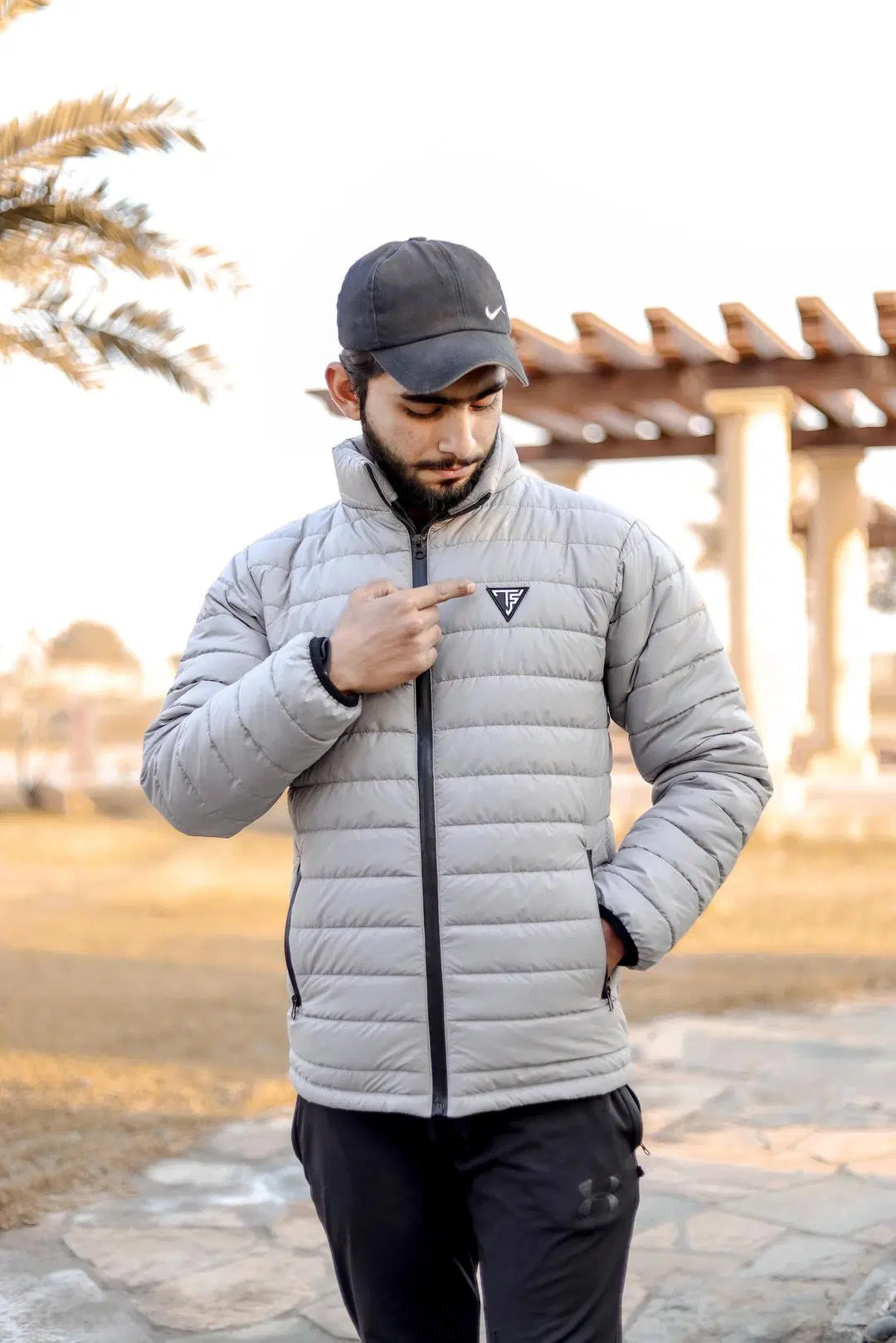 Men's Parachute Puffer Jacket - 1 Pc in Grey